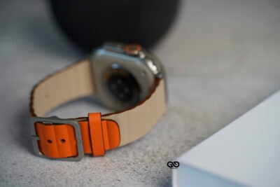 Two Coloured Faux Leather Strap with buckle For Apple Watch 49 (Series Ultra/Ultra 2/Ultra 3)