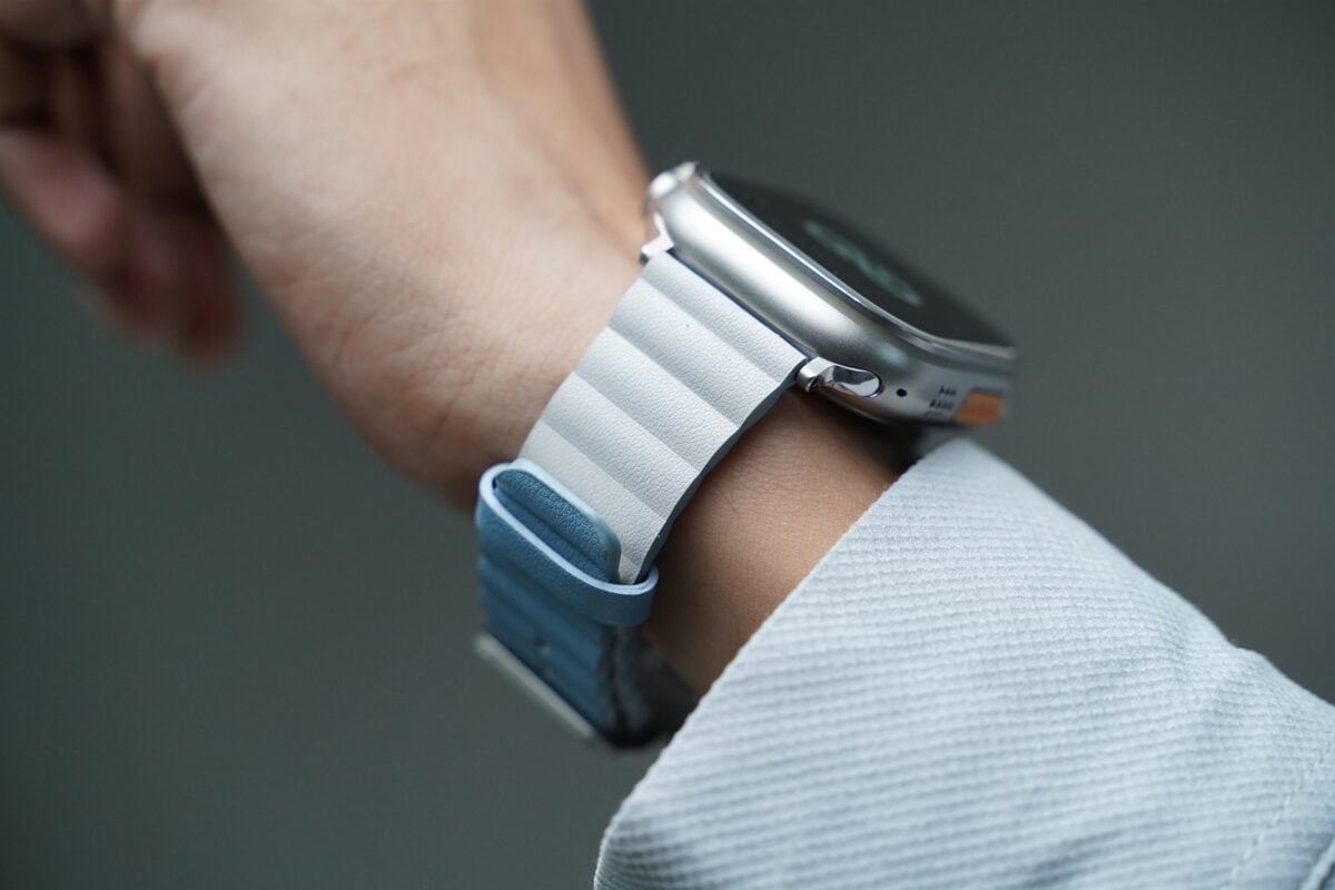 Two Coloured Faux Leather Strap with buckle For Apple Watch 49 (Series Ultra/Ultra 2/Ultra 3)