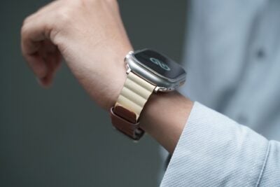 Two Coloured Faux Leather Strap with buckle For Apple Watch 49 (Series Ultra/Ultra 2/Ultra 3)