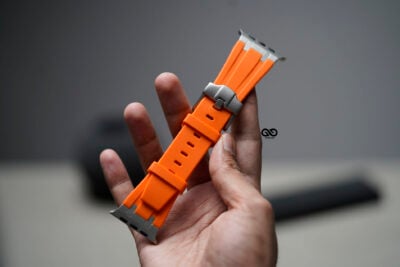 Ultra Orange Fluoro Rubber Strap With Titanium Buckle For Apple Watch 49 MM Series Ultra/Ultra 2