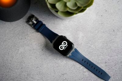 Fluoro Rubber Strap With Silver Buckle For Apple Watch 44MM 45MM 46MM Series 4 5 6 7 8 9 10 SE SE 2 Gen