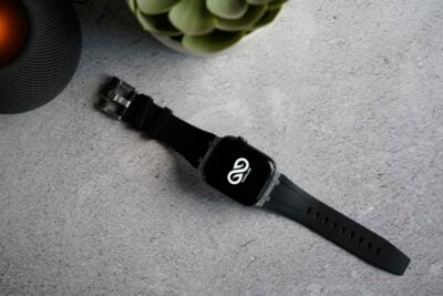 Fluoro Rubber Strap With Silver Buckle For Apple Watch 44MM 45MM 46MM Series 4 5 6 7 8 9 10 SE SE 2 Gen
