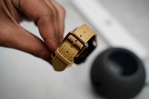 Sand Yellow Vegan Leather Strap For Apple Watch 44MM 45MM 46MM Series 4 5 6 7 8 9 10 SE SE 2 Gen - Image 2