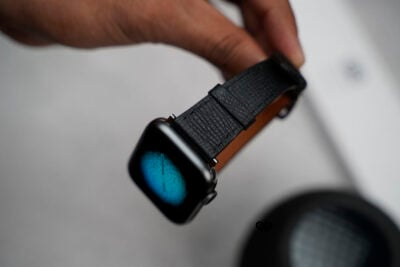 Sable Black Vegan Leather Strap For Apple Watch 42MM 41MM 40MM Series 4 5 6 7 8 9 10 SE SE 2 Gen