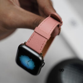 Pink Vegan Leather Strap For Apple Watch 44MM 45MM Series 4 5 6 7 8 9 SE SE 2 Gen