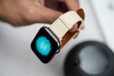 Vintage Beige Vegan Leather Strap For Apple Watch 42MM 41MM 40MM Series 4 5 6 7 8 9 10 SE SE 2 Gen