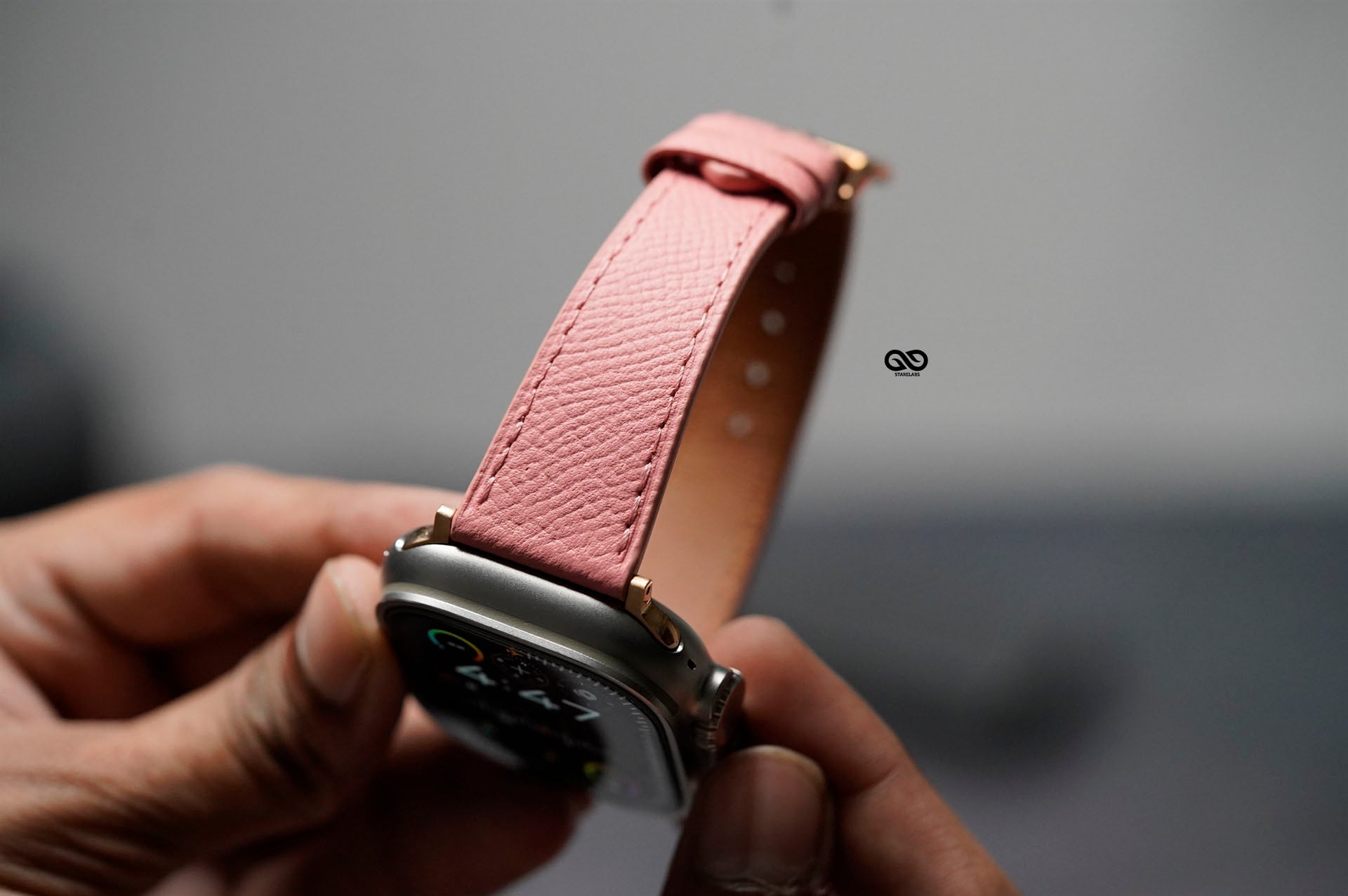 Pink Vegan Leather Strap For Apple Watch 49 (Series Ultra/Ultra 2/Ultra 3) 1 Pink Vegan Leather Strap For Apple Watch 49 (Series Ultra/Ultra 2/Ultra 3)