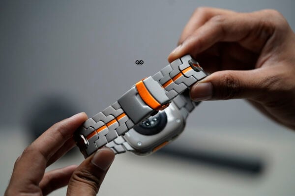 Titanium/Orange Link Chain Strap For Apple Watch 49 MM Series Ultra/Ultra 2 - Image 27