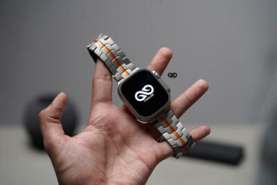 Titanium/Orange Link Chain Strap For Apple Watch 49 MM Series Ultra/Ultra 2