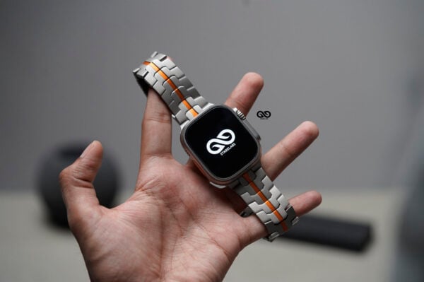 Titanium/Orange Link Chain Strap For Apple Watch 49 MM Series Ultra/Ultra 2 - Image 19