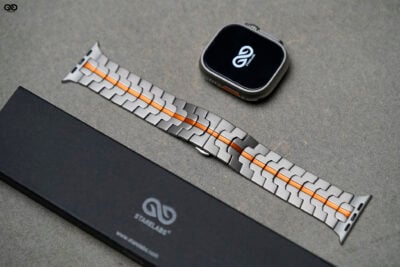 Titanium/Orange Link Chain Strap For Apple Watch 49 MM Series Ultra/Ultra 2