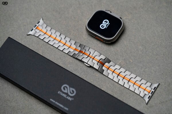 Titanium/Orange Link Chain Strap For Apple Watch 49 MM Series Ultra/Ultra 2 - Image 24