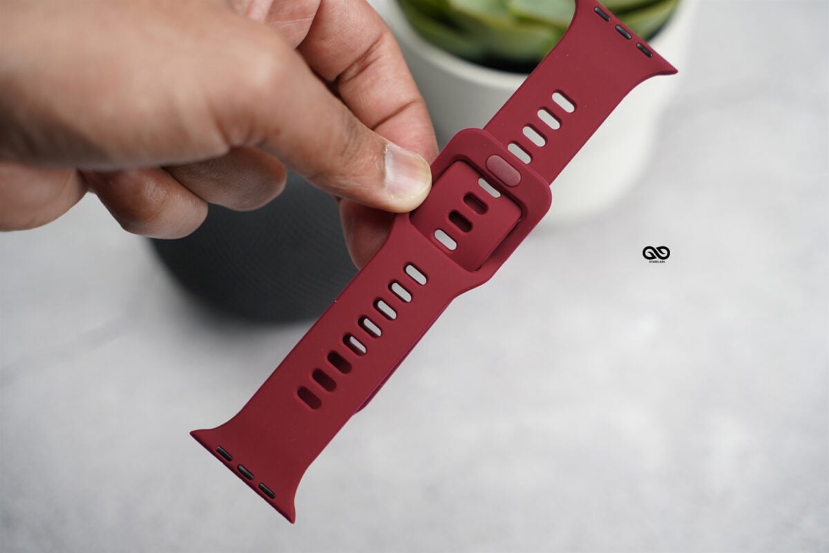 Soft Silicone Strap With Aluminium Closure Pin For Apple Watch 44MM 45MM 46MM Series 4 5 6 7 8 9 10 SE SE 2 Gen