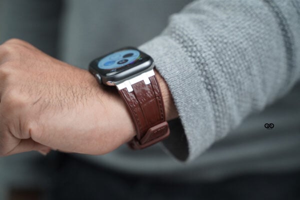 Wood brown Silicone Faux Leather Strap For Apple Watch 44MM 45MM 46MM Series 4 5 6 7 8 9 10 SE SE 2 Gen - Image 8