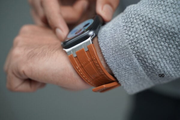 Cinnamon brown Silicone Faux Leather Strap For Apple Watch 44MM 45MM 46MM Series 4 5 6 7 8 9 10 SE SE 2 Gen