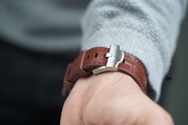 Wood brown Silicone Faux Leather Strap For Apple Watch 49 MM Series Ultra/Ultra 2 - Image 4