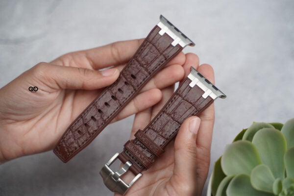 Wood brown Silicone Faux Leather Strap For Apple Watch 49 MM Series Ultra/Ultra 2 - Image 5