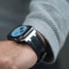 Onyx Black Silicone Faux Leather Strap For Apple Watch 44MM 45MM 46MM Series 4 5 6 7 8 9 10 SE SE 2 Gen