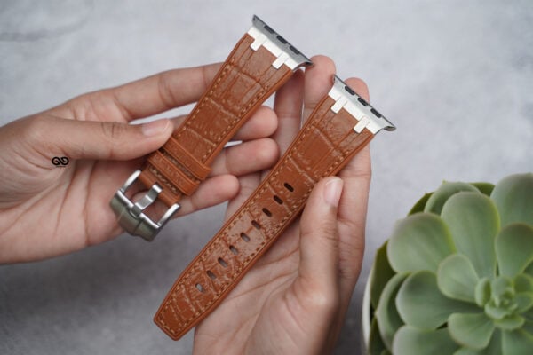 Cinnamon brown Silicone Faux Leather Strap For Apple Watch 49 MM Series Ultra/Ultra 2 - Image 4