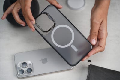 Smoky Black Magsafe Matte Finish Case with Kickstand Ring Feature