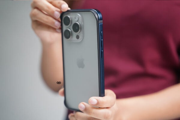 Blue Titanium Fiber Bumper for iPhone 15 Pro (Bumper, not a Case)