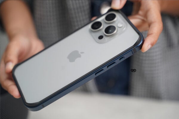 Blue Titanium Fiber Bumper for iPhone 15 Pro (Bumper, not a Case) - Image 6