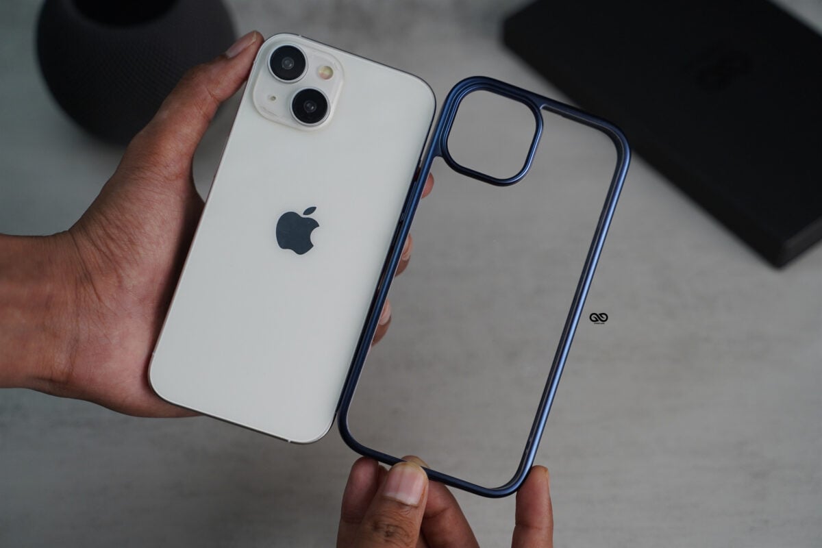 Deep Blue Transparent shockproof case with colored border For iPhone 15/15 Plus