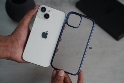 Deep Blue Transparent shockproof case with colored border For iPhone 15/15 Plus