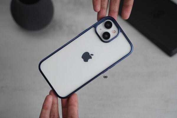 Deep Blue Transparent shockproof case with colored border For iPhone 15/15 Plus