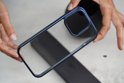 Deep Blue Transparent shockproof case with colored border For iPhone 15Pro/15Pro Max