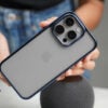 Deep Blue Transparent shockproof case with colored border For iPhone 15Pro/15Pro Max