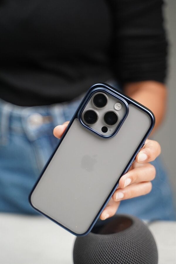 Deep Blue Transparent shockproof case with colored border For iPhone 15Pro/15Pro Max - Image 7