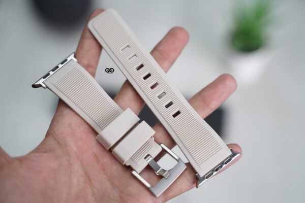 Sand Beige Waterproof Silicone Sports Band with Buckle for Apple Watch 44MM 45MM 46MM Series 4 5 6 7 8 9 10 SE SE 2 Gen - Image 9