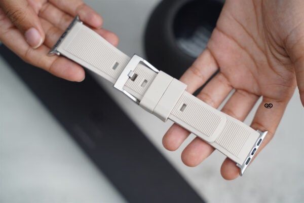 Sand Beige Waterproof Silicone Sports Band with Buckle for Apple Watch 44MM 45MM 46MM Series 4 5 6 7 8 9 10 SE SE 2 Gen - Image 3