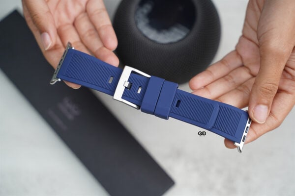 Deep Navy Waterproof Silicone Sports Band with Buckle for Apple Watch 44MM 45MM 46MM Series 4 5 6 7 8 9 10 SE SE 2 Gen - Image 2
