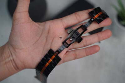 Black/Orange Link Chain Strap For Apple Watch 44MM 45MM 46MM Series 4 5 6 7 8 9 10 SE SE 2 Gen