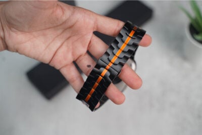 Black/Orange Link Chain Strap For Apple Watch 44MM 45MM 46MM Series 4 5 6 7 8 9 10 SE SE 2 Gen