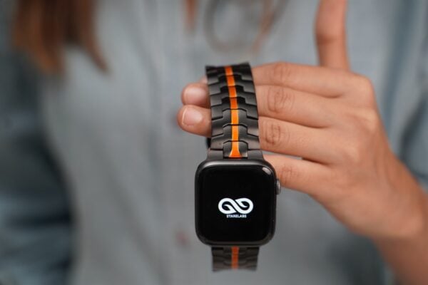 Black/Orange Link Chain Strap For Apple Watch 44MM 45MM 46MM Series 4 5 6 7 8 9 10 SE SE 2 Gen - Image 2