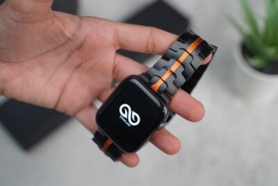 Black/Orange Link Chain Strap For Apple Watch 44MM 45MM 46MM Series 4 5 6 7 8 9 10 SE SE 2 Gen