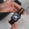Black/Orange Link Chain Strap For Apple Watch 44MM 45MM 46MM Series 4 5 6 7 8 9 10 SE SE 2 Gen
