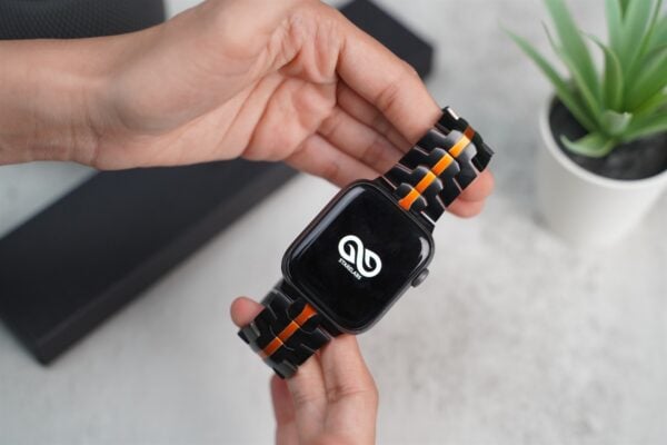 Black/Orange Link Chain Strap For Apple Watch 44MM 45MM 46MM Series 4 5 6 7 8 9 10 SE SE 2 Gen - Image 6