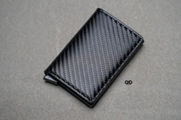 Slim Carbon Fiber Leather Card Holder with Single Slot Wallet - Image 10