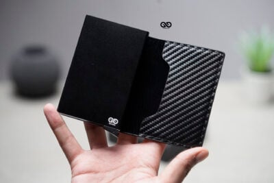 Slim Carbon Fiber Leather Card Holder with Single Slot Wallet