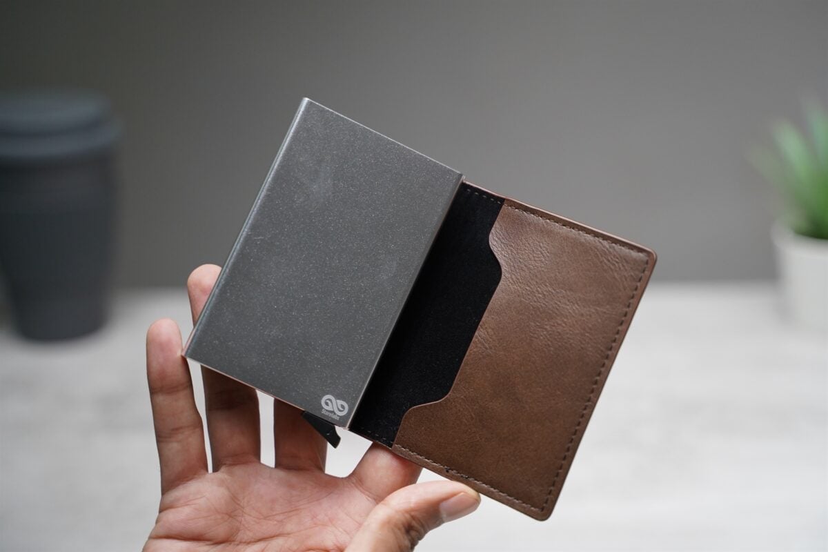 Personalized Slim Vegan Leather Card Holder with Single Slot Wallet
