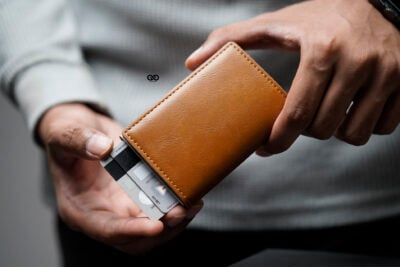 Slim Vegan Leather Card Holder with Single Slot Wallet