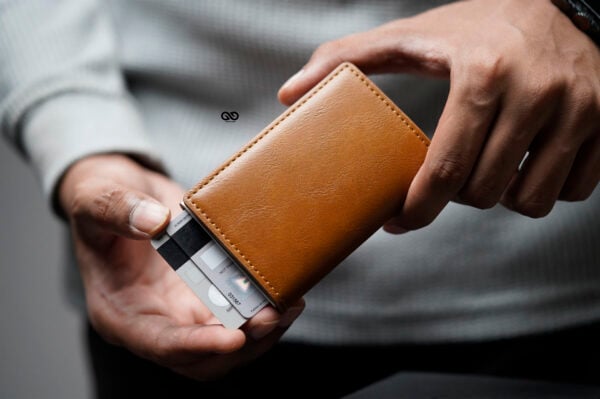 Slim Vegan Leather Card Holder with Single Slot Wallet