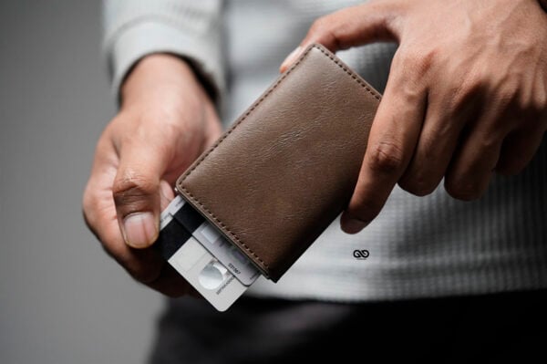 Slim Vegan Leather Card Holder with Single Slot Wallet - Image 8