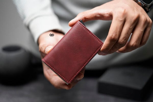 Slim Vegan Leather Card Holder with Single Slot Wallet - Image 23