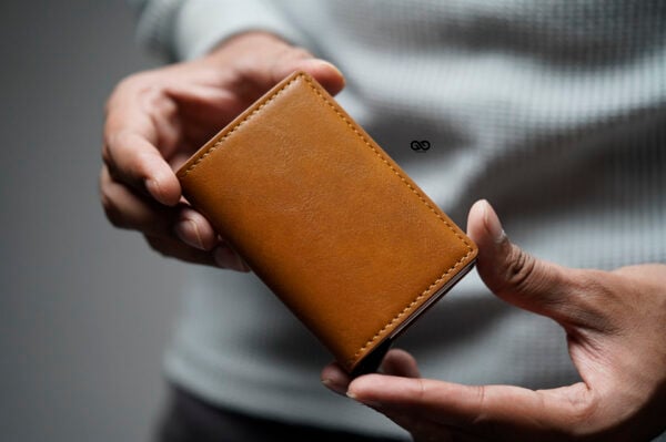 Slim Vegan Leather Card Holder with Single Slot Wallet - Image 34