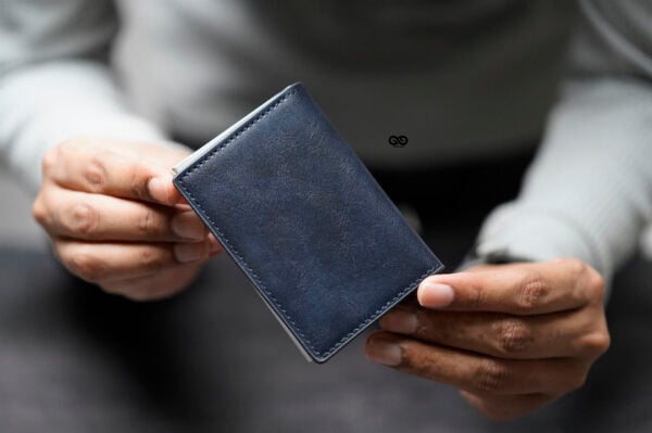 Slim Vegan Leather Card Holder with Single Slot Wallet - Image 9